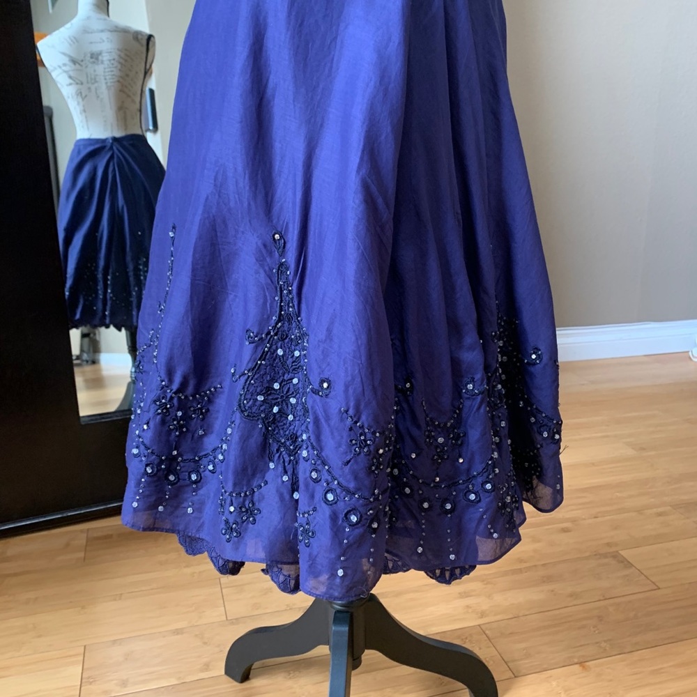 Lithe Beaded Embroidered Navy Full Layered Skirt - Picture 4 of 11